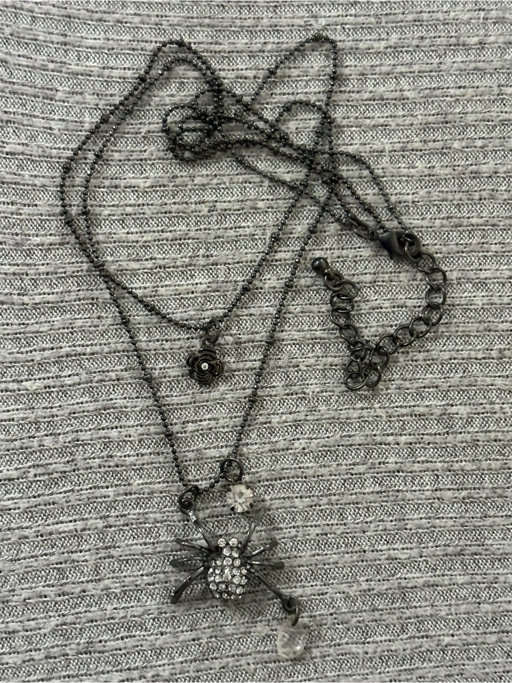 Goth theme dark metal tone 2-stranded adjustable necklace